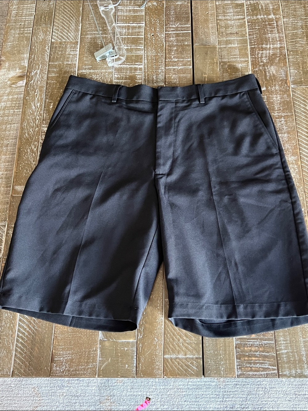 Savane Black Flat-Front Dress Shorts